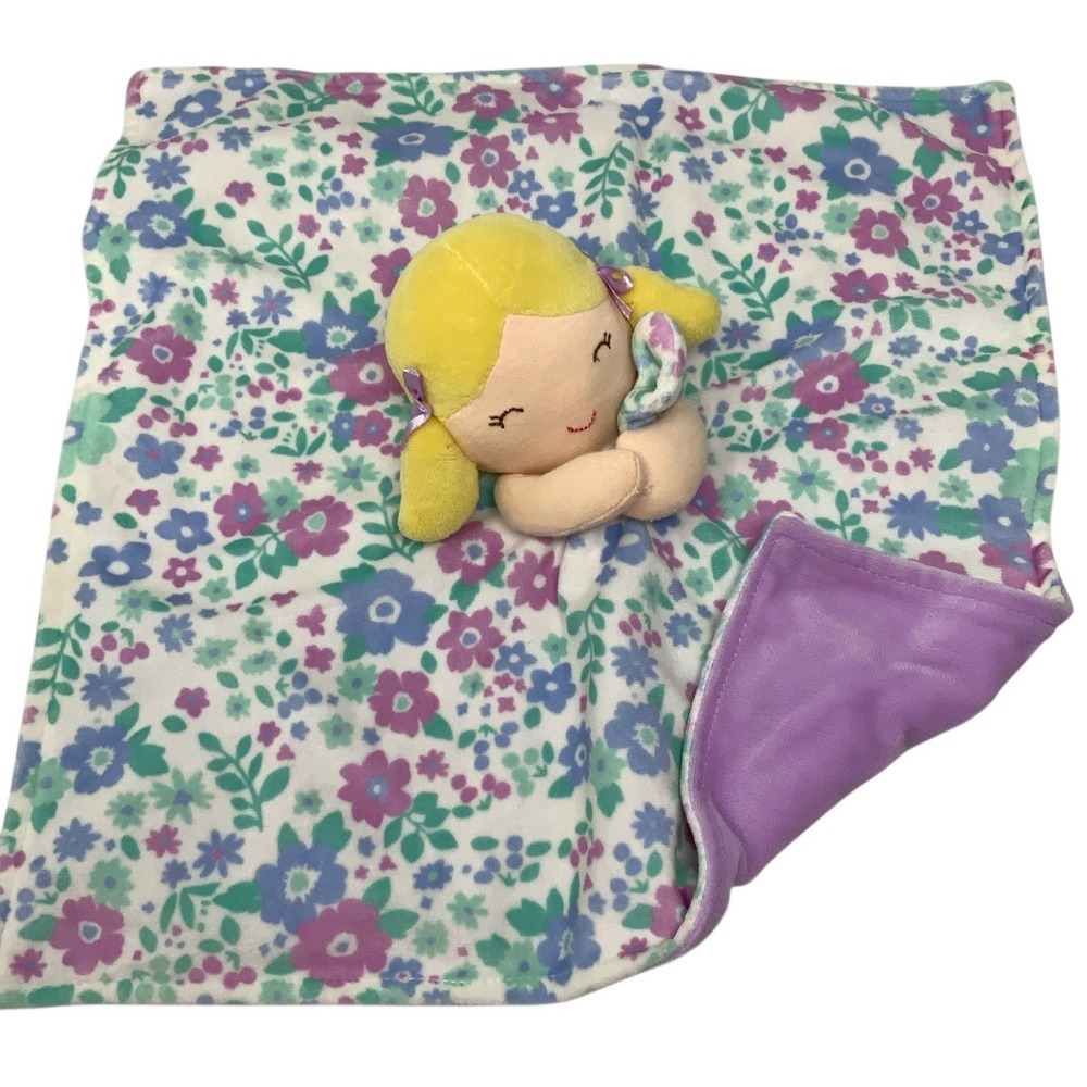 Carter's Security Blanket Lovey Blonde‎ Girl Babydoll Pigtails Dainty Floral